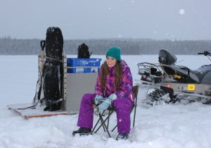 Courtney of Vancouver on her first ice fishing trip with us.
