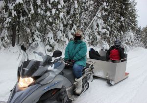 The snowmobile ride into to ‘sercret’ lake