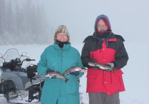 Martin and Angela of Kelowna. Their first time ice fishing. Well done guys!