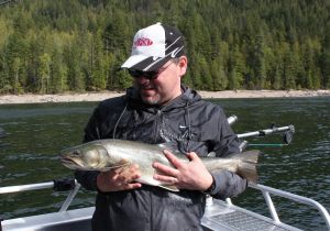 Bart of Custom Hose & Fittings in Kamloops with a hog Bull Trout!